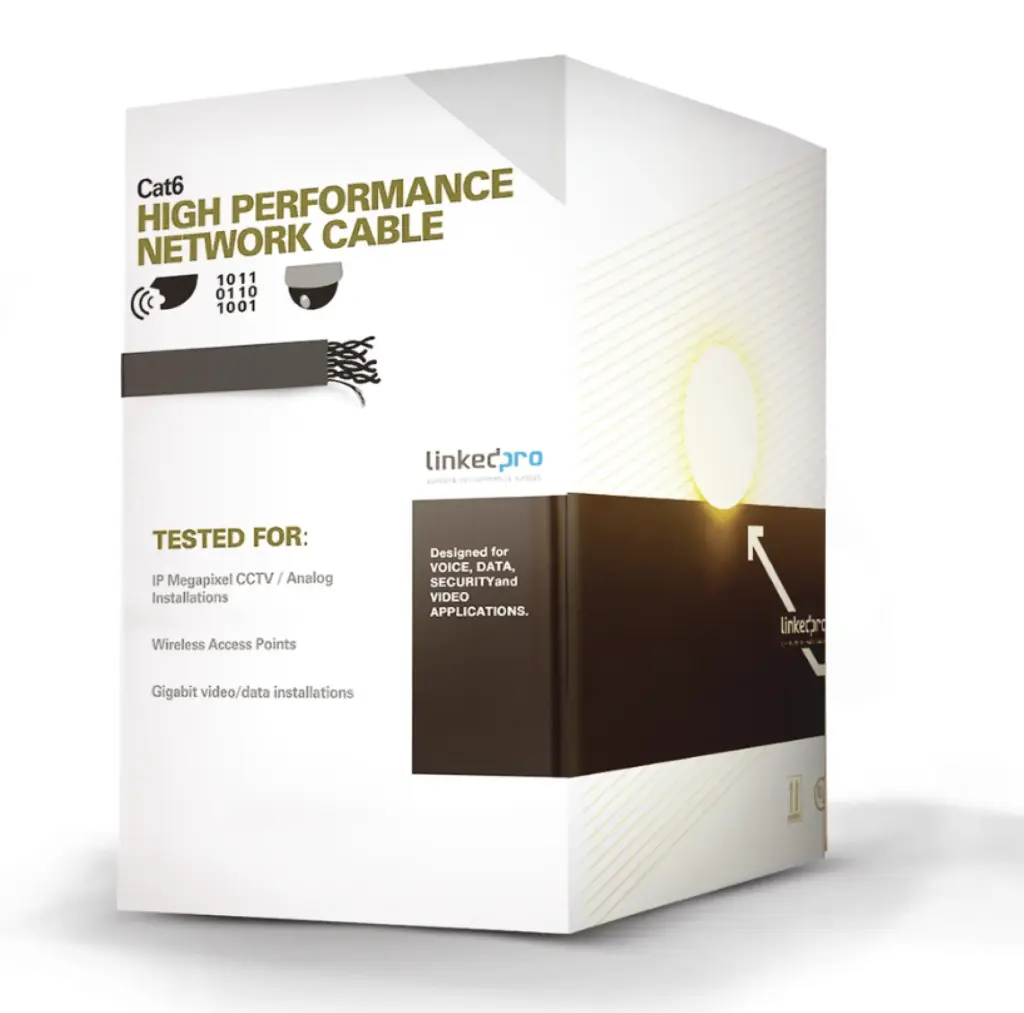 Bobina de Cable UTP de 305 m (1000 ft) Cat6 aleación de Cobre y Aluminio (CCA), color blanco, Uso exclusivo interior