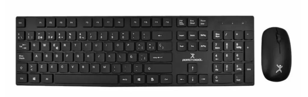 KIT TECLADO Y MOUSE INALAMBRICOS CONECTOR USB RESISTENTE A DERRAMES SILENCIOSO PERFECT CHOICE DUST - NEGRO