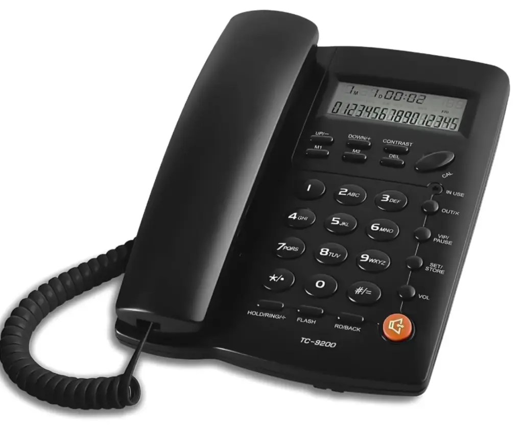 Teléfono RENDIN Alámbrico de Casa con Identificador de Llamadas, para Oficina, con calculadora - Negro