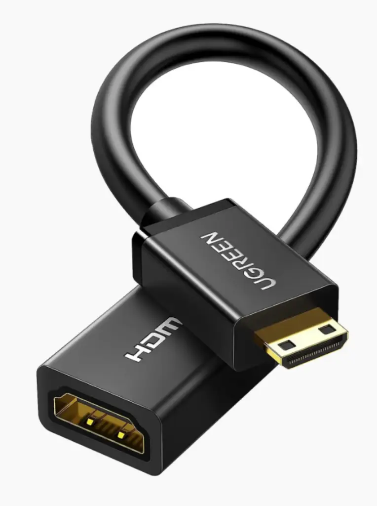 Adaptador Mini HDMI a HDMI (HDMI Tipo C) / 18Gbps / 4K@60Hz / HDR / Tecnología 3D / ARC / Carcasa PC+ABS / HDCP/ Longitud de 22 cm