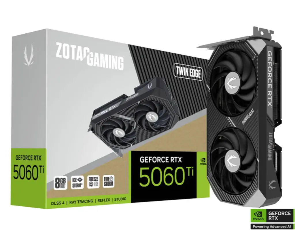 Tarjeta de Video Zotac NVIDIA GeForce RTX 5060 Ti, 8GB 128-bit GDDR7, PCI Express x8 5.0